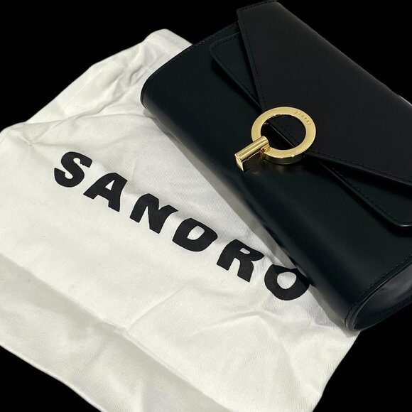 SANDRO Paris YZA Pocket Clutch Leather Crossbody bag - Picture 1 of 5